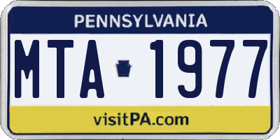 PA license plate MTA1977
