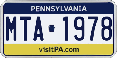 PA license plate MTA1978