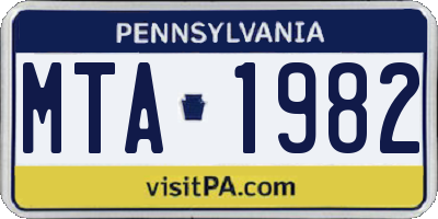 PA license plate MTA1982