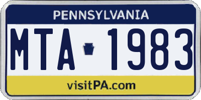 PA license plate MTA1983