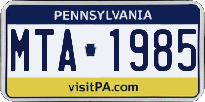 PA license plate MTA1985