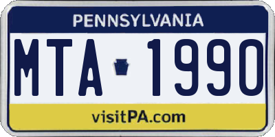 PA license plate MTA1990