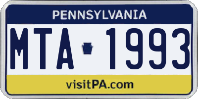 PA license plate MTA1993