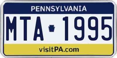 PA license plate MTA1995
