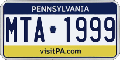 PA license plate MTA1999
