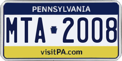 PA license plate MTA2008