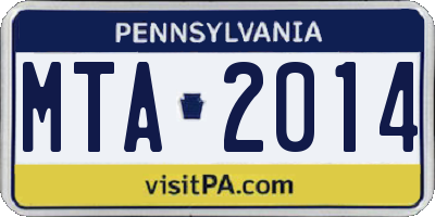 PA license plate MTA2014