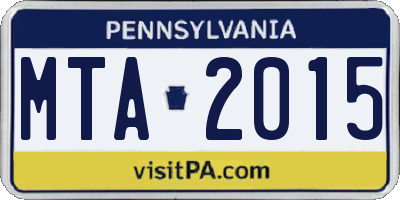 PA license plate MTA2015