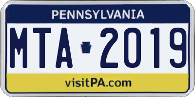 PA license plate MTA2019