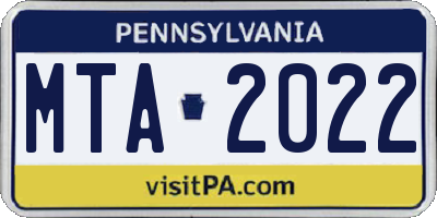 PA license plate MTA2022