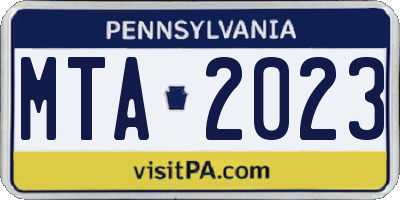 PA license plate MTA2023