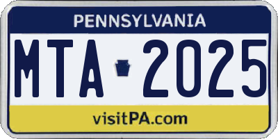 PA license plate MTA2025