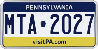 PA license plate MTA2027