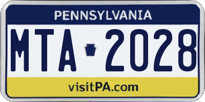 PA license plate MTA2028