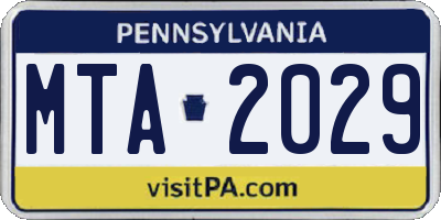 PA license plate MTA2029