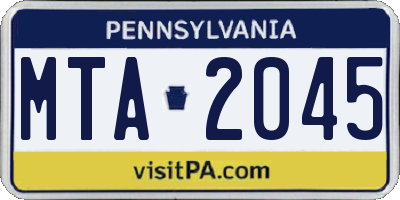 PA license plate MTA2045