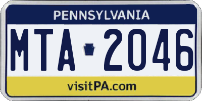 PA license plate MTA2046