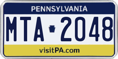 PA license plate MTA2048
