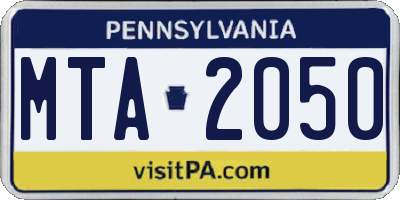 PA license plate MTA2050