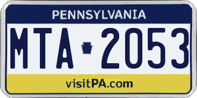 PA license plate MTA2053