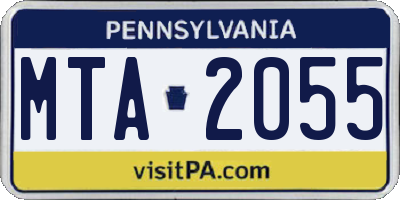 PA license plate MTA2055