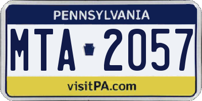 PA license plate MTA2057
