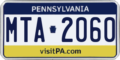 PA license plate MTA2060