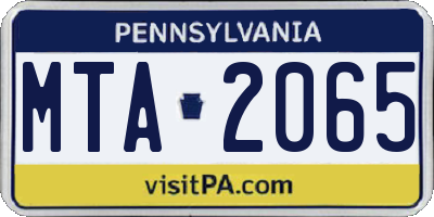 PA license plate MTA2065