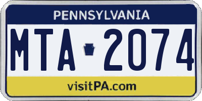 PA license plate MTA2074