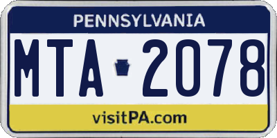 PA license plate MTA2078