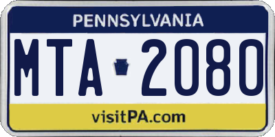 PA license plate MTA2080