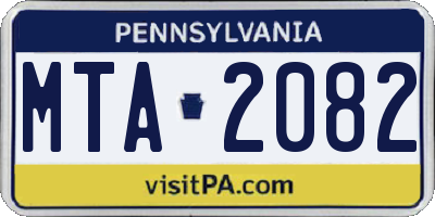 PA license plate MTA2082