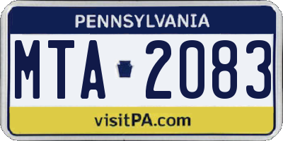 PA license plate MTA2083