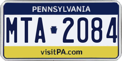 PA license plate MTA2084