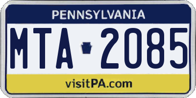 PA license plate MTA2085