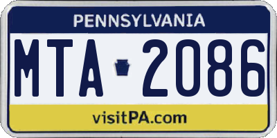 PA license plate MTA2086
