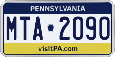 PA license plate MTA2090