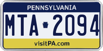 PA license plate MTA2094