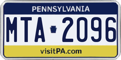 PA license plate MTA2096
