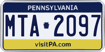 PA license plate MTA2097