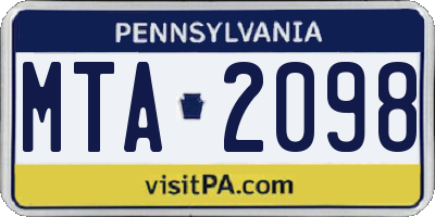PA license plate MTA2098