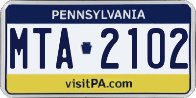 PA license plate MTA2102