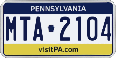 PA license plate MTA2104