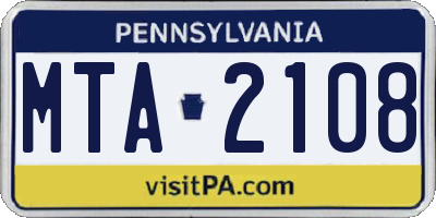 PA license plate MTA2108