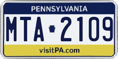 PA license plate MTA2109