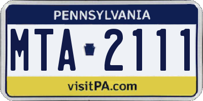 PA license plate MTA2111