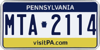 PA license plate MTA2114