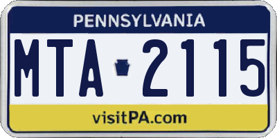 PA license plate MTA2115