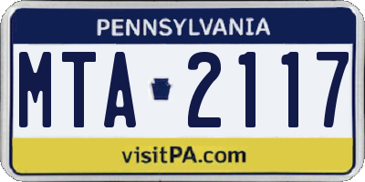 PA license plate MTA2117
