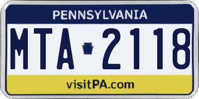 PA license plate MTA2118